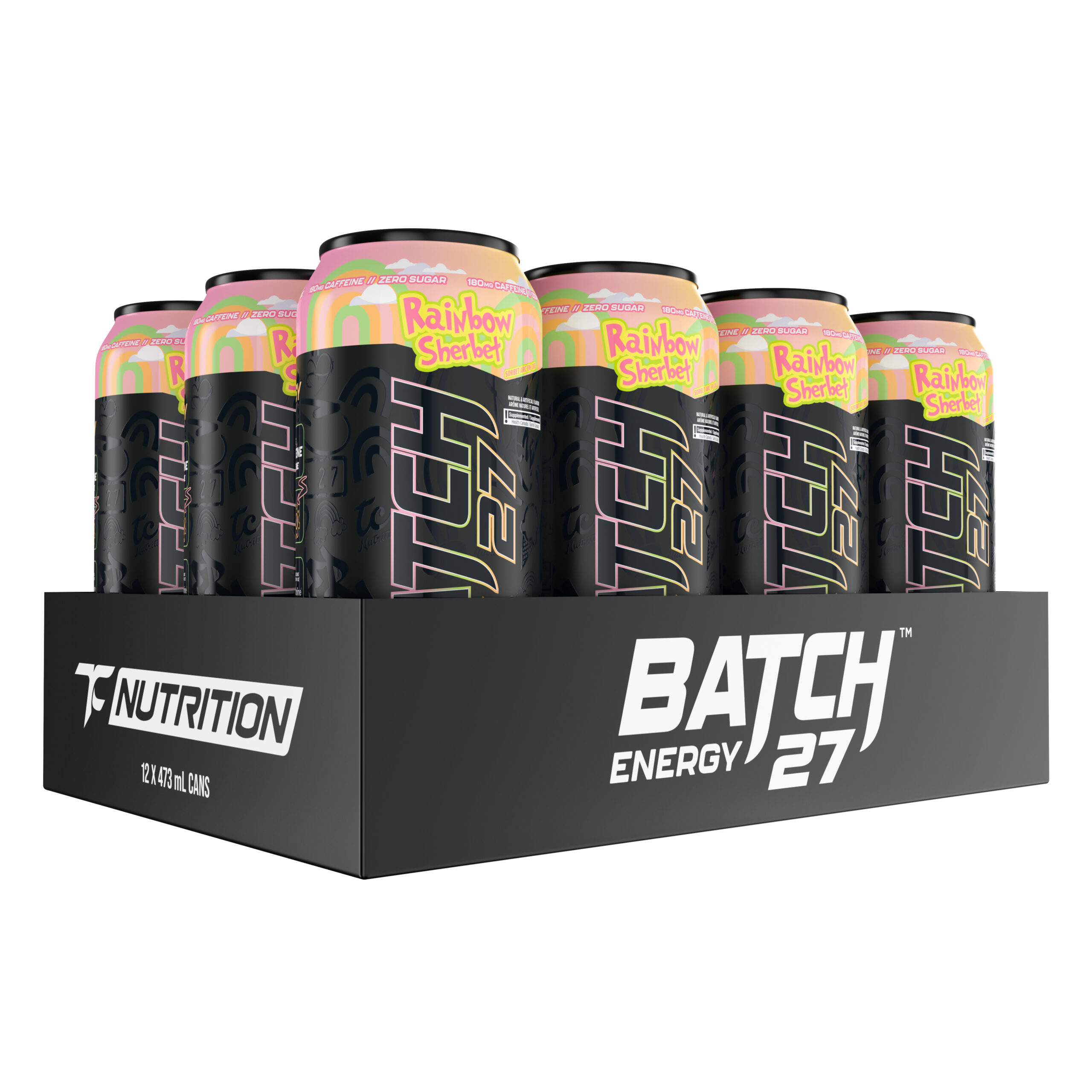 TC Nutrition | Batch 27 | Energy Drink | 473ml | Case/12 - Rainbow Sherbet
