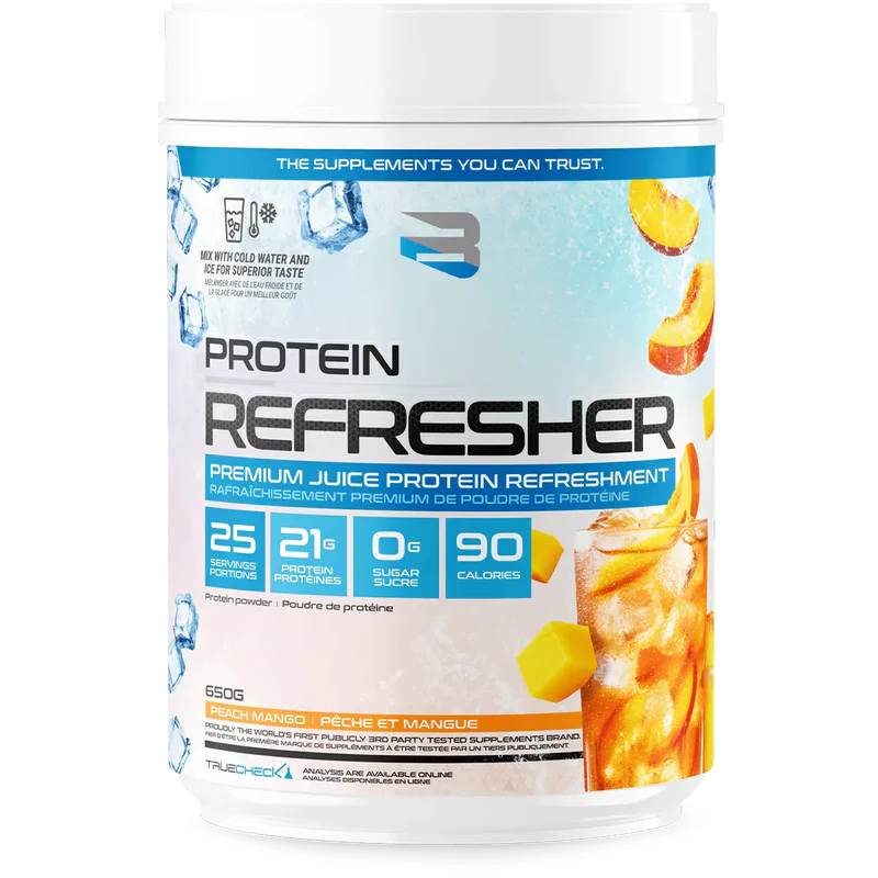 Believe | Refresher | Premium Juice Protein Refreshment | 25 Servings - Peach Mango