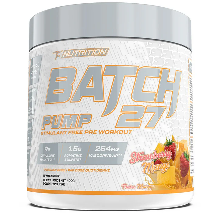 TC Nutrition | Batch 27 | Stim Free Pump | 40 Servings - Strawberry Mango