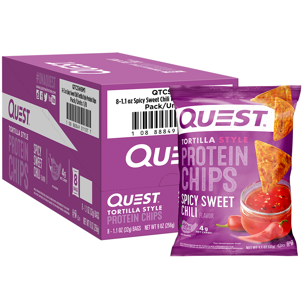 Quest | Original Style Protein Chips | Box of 8 - Spicy Sweet Chili