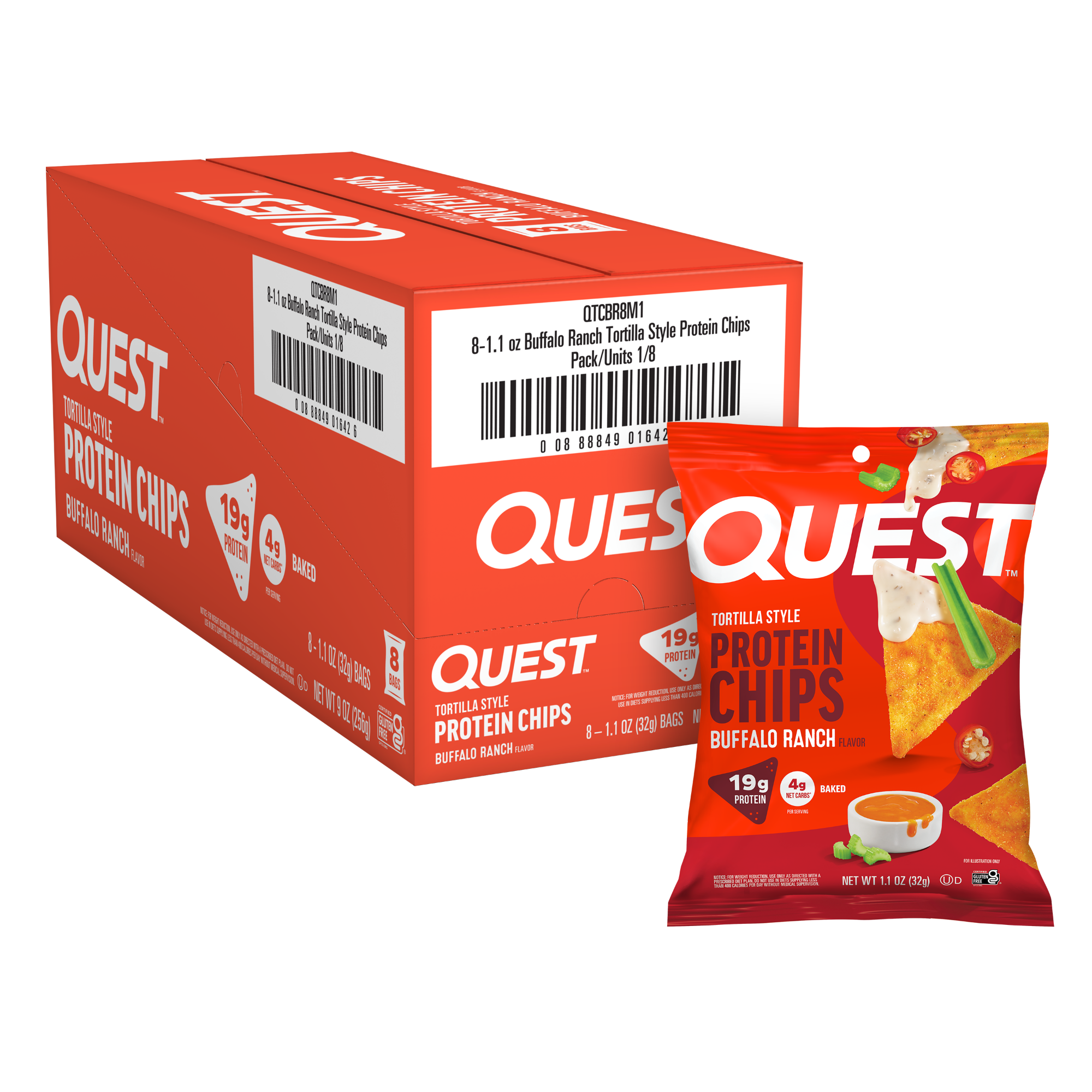 Quest | Tortilla Style | Protein Chips | Box of 8 - Nacho Cheese Tortilla Style
